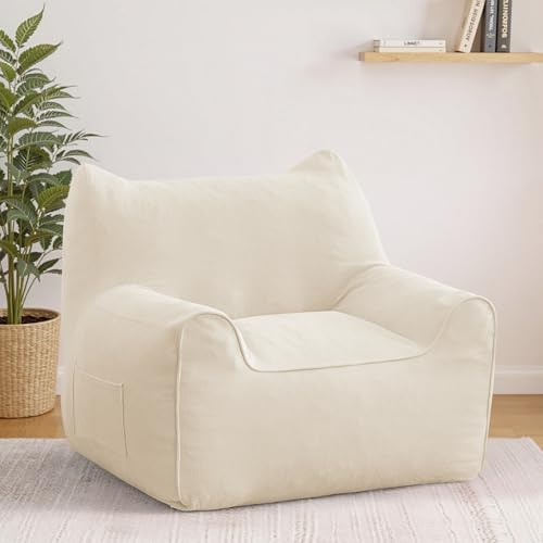 HOMMPA Bean Bag Chair for Adults with Armrests- Cat Shaped Large Comfy Beanbag Lazy Floor Sofa Chair for Living Room Bedroom Dorm Beige - image 1