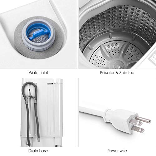 Giantex Portable Compact Full-Automatic Washing Machine 1.6 Cu. ft Laundry Washer Spin with Drain Pump