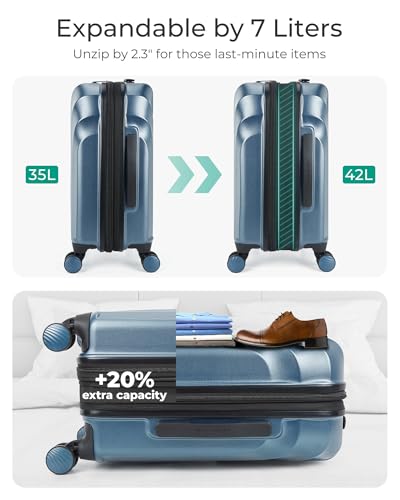 BAGSMART Carry On Luggage 22x14x9 Airline Approved with TSA Lock, Expandable Hard Shell Suitcase with Spinner Wheels, Lightweight 20 Inch Travel Rolling Carry-On Luggage, Light Blue4