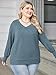 IN'VOLAND Women's Plus Size Long Sleeve Shirts V Neck Casual Fall Tops Loose Fit Lightweight Sweaters Tunic Fashion 2025 Blue