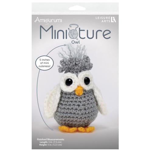 Image of Leisure Arts Amigurumi Miniatures Owl Crochet Pattern Book | Miniature owl amigurumi crochet pattern. Intermediate level. Step-by-step instructions and detailed images included.