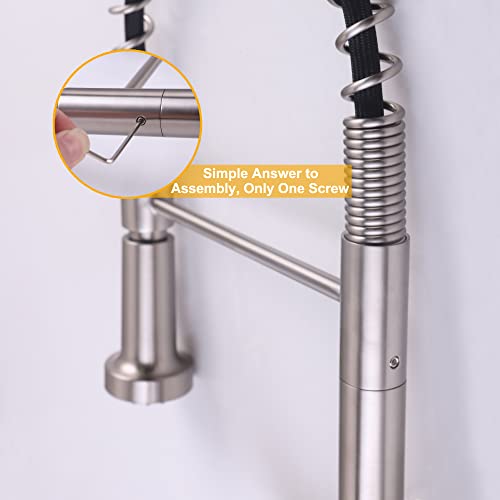 Dolgaba Wall Mount Pull Down Faucet 8 Inch Center High Arc Dual Handle Kitchen Faucet With 2 Function Sprayer, Brushed Nickel #TOP4