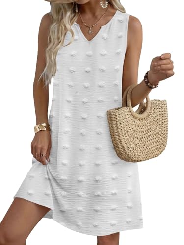Image of QACOHU Women's Summer Sleeveless V Neck Mini Dress with Pockets Casual Sundress Beach Dresses for Women 2026