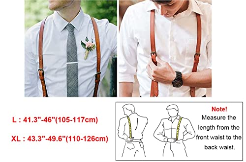 Rc Rockcow Leather Suspenders For Men, Y Design Leather Suspenders With 3 Hooks, Adjustable Mens Suspenders Wedding & Party Essentials Groomsmen Gift Brown #TOP6