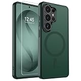 SUPFINE Magnetic for Samsung Galaxy S26 Ultra Case with Screen Protector, (Built-in Magnets) (Military Grade Drop Protection) Slim Translucent Shockproof Phone Case,Forest Green