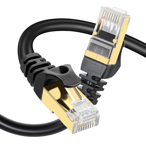 Ekablembhq Cat8 Ethernet Cable Compatible with Cat7, 10 FT 40Gbps 2000Mhz S/FTP Shielded, Heavy Duty LAN Cord with Gold Plated RJ45 Connector for Gaming/Modem/Router