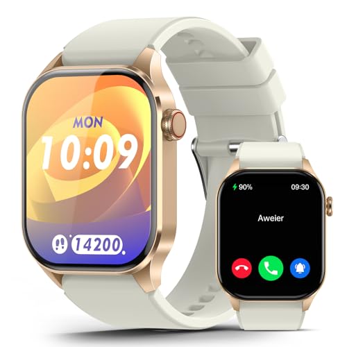Smartwatch Herren Damen mit Telefonfunktion, 2.04” AMOLED Display Fitnessuhr Damen, IP68 Wasserdicht Sportuhr, Smart Watch mit Herzfrequenz, Schrittzähler, SpO2, Schlafmonitor, Uhren für iOS