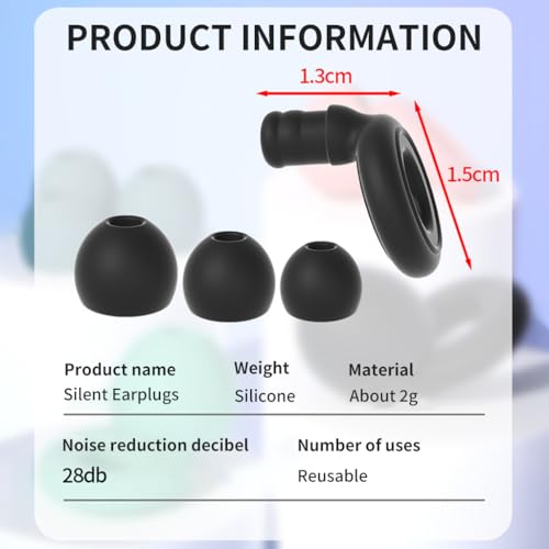Image of ZIBUYU Noise Cancelling Ear Plugs for Sleeping, Soft Silicone Reusable Earplugs with Storage Case, Black Ear Buds for Sleeping Includes Extra Ear Tips