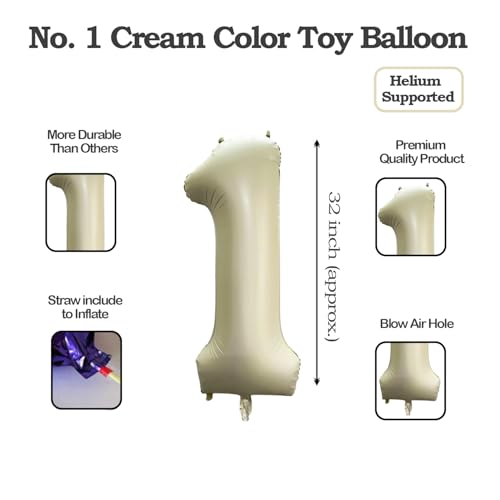 Image of Solid White 1 One Number Foil Balloons 32 inch 1st Birthday Party Decoration Helium Supported