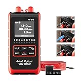 RAINLEOTI 4-in-1 Mini OTDR Fiber Optic Tester – NF-916 Optical Power Meter + 10mW VFL Visual Fault Locator, OPM, FC/SC/ST Ports, USB-C Rechargeable Portable Fiber Cable Tester