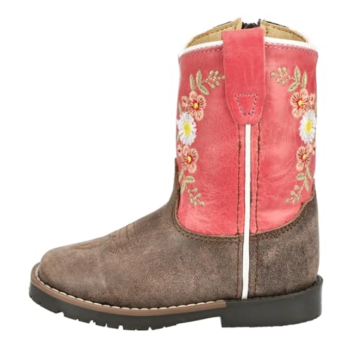 Smoky Mountain Boots Toddlers' Autry Western Boot, Vintage Chocolate/Coral, Medium, Size 9 US3