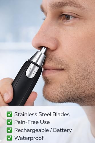 Image of 3-in-1 Electric Nose and Ear Hair Trimmer for Men and Women, Stainless Steel Blades, Painless Trimming, Water Resistant, Rechargeable