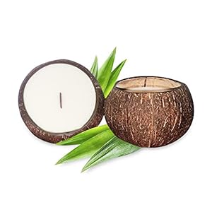 Coconut Bowl Candle – 14oz Premium Soy – Wood Wicked Coconut Scented Candle – Natural Coconut Shell – Eco Friendly – Ideal for Home and Beach Décor – Aromatherapy Candle