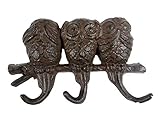Material: Gusseisen Gusseisen Garderobe 3 Eulen Nicht sehen hören Sagen 14cm AFFE Eule Deko GTT B205