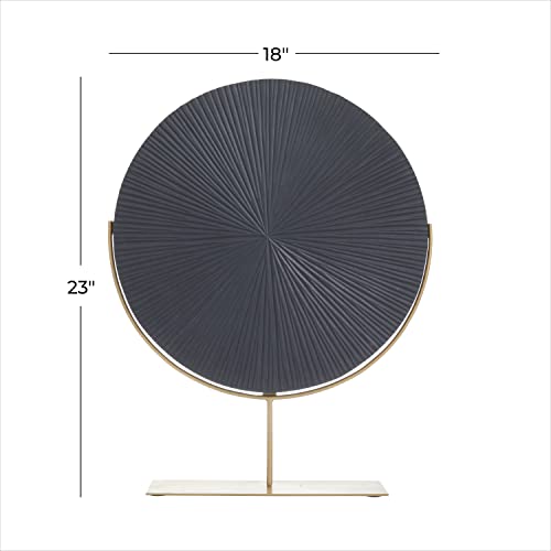 Cosmoliving By Cosmopolitan Metal Starburst Carved Sculpture With Stand, 18.40L X 4.30W X 23.25H, Black #TOP2