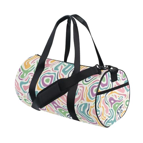 Colorful Print Sports Duffel Bag Barrel Gym Bag with Adjustable Shoulder Strap, Spacious Main Compartment Side Pockets and Full Print Design for Fitness Travel and Sports3