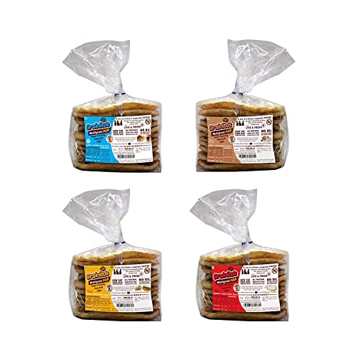 Image of Grainitos Healthy Multigrain Papad, Not Baked Not Fried - its POPPED (Best sellers spice lovers) Chilli Methi 1, Mix Masala 1, Garlic 1, Chilli Flakes 1