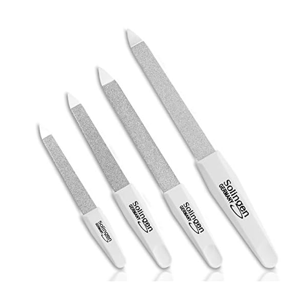 Schwertkrone Hochwertige Nagelfeile/Solingen Set 4-teilig Saphirnagelfeile Fein/Grob in 4 Größen/Maniküre und Pediküre