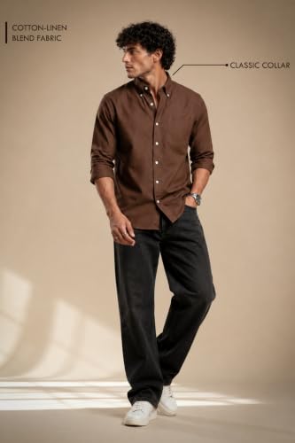 HYPESIGHT Store HYPESIGHT Brown Plain Shirt for Men - Image 5