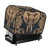 Abdeckung für Toaster, groß, Elfenbeinfarben, Elefant, 2 Scheiben, für kleine Geräte mit Taschen, Staub- und Fingerabdruckschutz