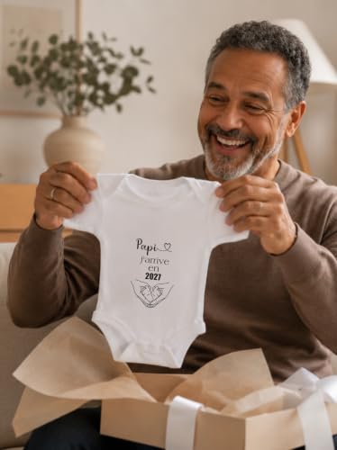 PAPI J'ARRIVE EN 2027 body en coton blanc annonce grossesse - Moonbabystore (2027) – vue 3