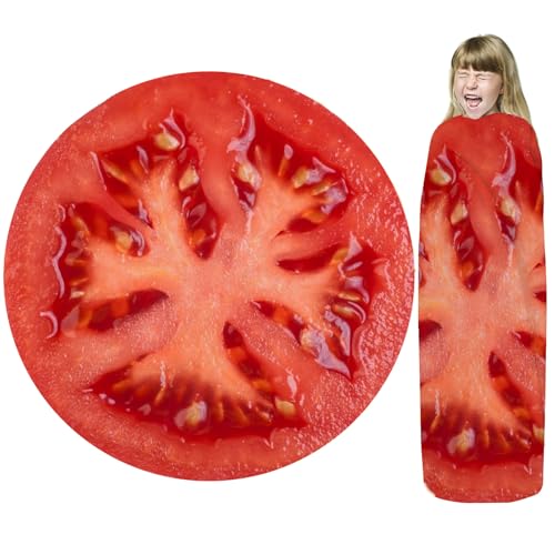 ubnlkto Tomato Blanket, Round Funny Food Throw Blanket for Adult Kids, Realistic 36 Inches Kids Blanket