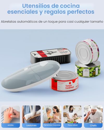 Miniatura 7 de Akinguar Abrelatas Eléctrico, Abrelatas Automática One Touch De Rotación De 360 Y Parada, Corta Sin Dejar Bordes Afilados - Inalámbrico, Ergonómico Para Personas Mayores, Niños, Artritis, Manos