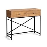 zeus metal works DISEÑO: Mueble de pasillo en color Atlantic Pine. Tiene una estructura superior formada por dos cajones de gran capacidad con guías metálicas telescópicas y una estructura de hierro que facilitan la limpieza en la parte inferior.