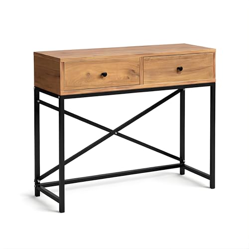 MyosHome - Console d'entrée Chêne Sonoma et Gris 90 x 30 x 87 cm avec Deux tiroirs Zeus