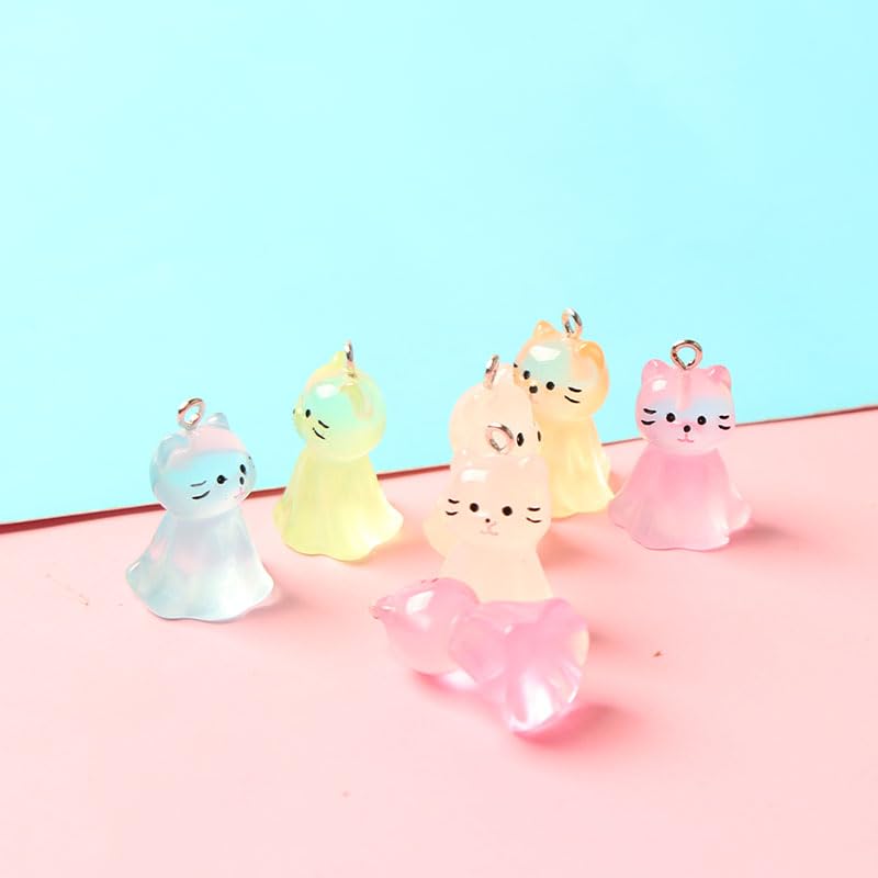 21 pendentifs de chat en résine phosphorescents pour bricolage - 5