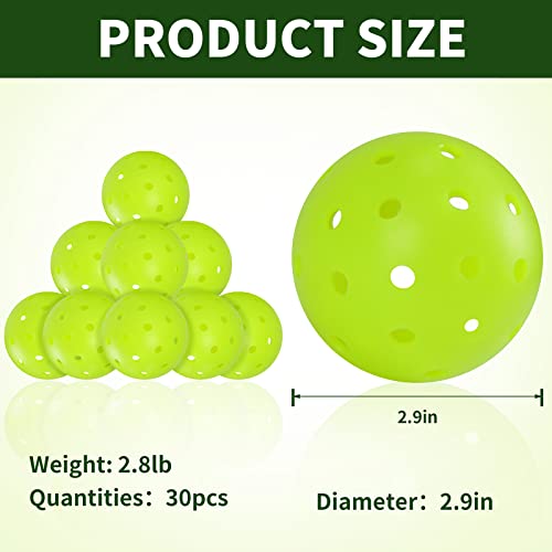 Sportic 30Pc Pickleballs, Usa Pickleball (Usapa) Approved For Tournament Play, Perfect Pickle Balls For Tennis, Wood And Concrete Courts, 40 Holes, Outdoor & Indoor Pickleball. Green. #TOP1