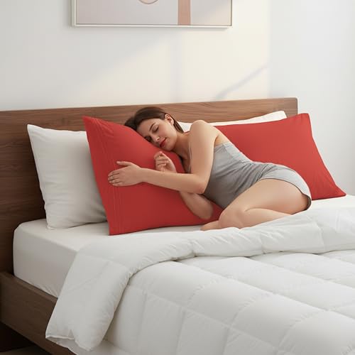 Image of Elegant Comfort Luxury Ultra-Soft 1-Piece Body Pillowcase - 1500 Premium Hotel Quality Microfiber Double Brushed - Wrinkle Resistant, Body Pillowcase Size, Rust