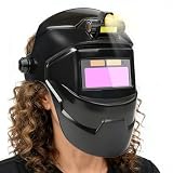 Schweißhelm,Schweißerschutzschild mit Beleuchtung - Hitzebeständige Schweißhaube mit Auto-Dimmung,Für industrielle Anwendungen, Bauwesen, Sicherheit am, Männer, Werkstatt und Heimgebrauch