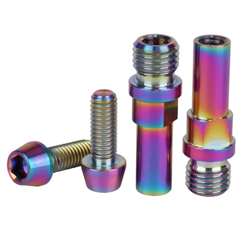 Image of Titanium Ti V-Brake Bosses Bolts, M10x1.25mm & M6x16mm Screws, for Bicycle (Rainbow, 2pcs M10+2pcs M6)