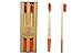 Produktbild BESTCARESHOP Bambus Zahnbürsten - Natürlich - Vegan - 2er Set - Mengenrabatt - Alle Farben - Passend zum Badezimmer oder Handtüchern - Leicht zu unterscheiden (Erwachsene, Rot)