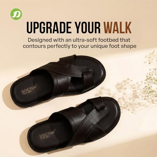 Image of DOCTOR EXTRA SOFT Men's Memory Foam Cushion Footbed Sandals /Chappal for Adults with Adjustable Strap| Diabetic & Orthopedic|LightWeight Comfortable Stylish & Anti-Skid| Dr.Slippers & FlipFlops Gents A-02