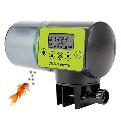 XYWBTCXK Automatische Fisch-Zufuhr mit hoher Kapazität Lithium-Batterie für Aquarium mit LCD-Display, Fischfutter Spender