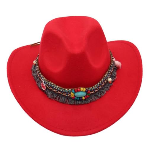 8 Colors Kids Western Hats Boys Girls Cowboy Felt Fedora with Tassel Belt3