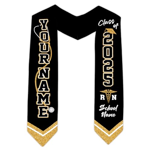 Pretyprints Customized Nurse Graduation Stole, RN Sash Graduation Gift Class Of 2025, Nursing Graduation Gift