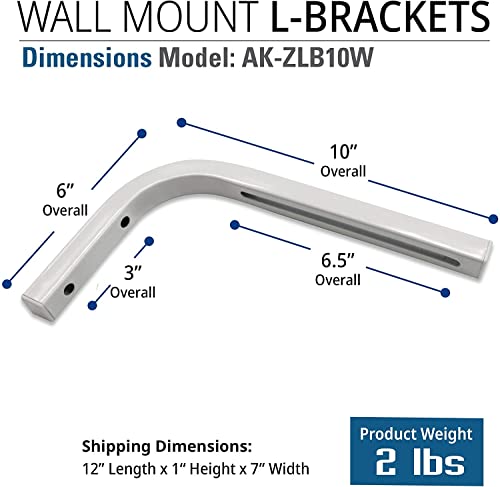 Akia Screens 10 Inch Universal Projector Screen L-Bracket Wall Hanging Mount Kit 10" Adjustable Extension With Hook For Projector Screen Indoor Outdoor Movie Video Home Theater, White, Ak-Zlb10W #TOP2