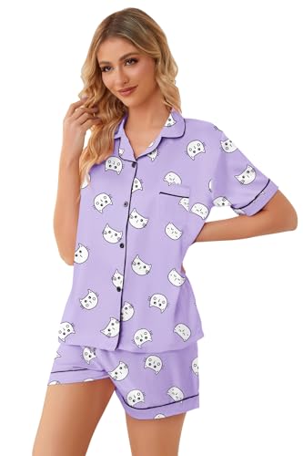 Image of Girls & Womens Satin Pajamas Set, Silk Button-Down Sleepwear 2 Piece Nightwear, 3 Years - Women XXL