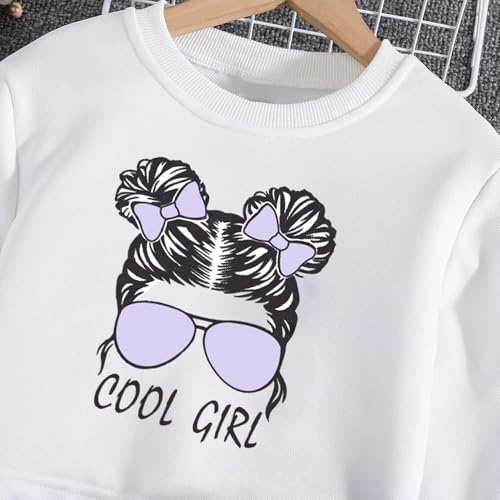 Girls Spring 2 Piece Outfits, Long Sleeve Sweatshirt Pullover Tops and Cargo Pants Elastic Waist Casual Jogger Pants2