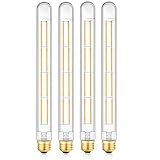 XININSUN T300 Led Bulb, 11.8 Inch Long Tubular Led Light Bulbs, 100Watt Equivalent, 1000lm, Dimmable, Clear Glass, E26 10W T10 LED Edison Tube Lamp Bulb,4 Pack. (10W=100W 3000K)