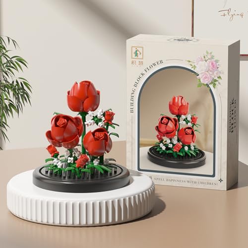 Rufevee Flor eterna Ramo Bonsáis Planta en Maceta Miniatura Bloque de construcción Modelo decoración del hogar Juguete para niños Regalo cumpleaños