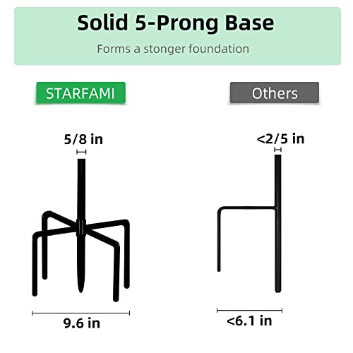 Starfami Double Shepherds Hook For Outdoor With 5 Prongs Base, Upgraded Adjustable Garden Hanging Stand Plant Holders For Bird Feeder, Plant Baskets, Solar Light Lanterns, Wedding (60 Inch 2Pcs) #TOP3
