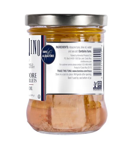 Tonnino Tuna Fish Albacore - Olive oil – Pack of 6 – Alternative to Salmon – Protein Snacks – Ready to Eat Meals