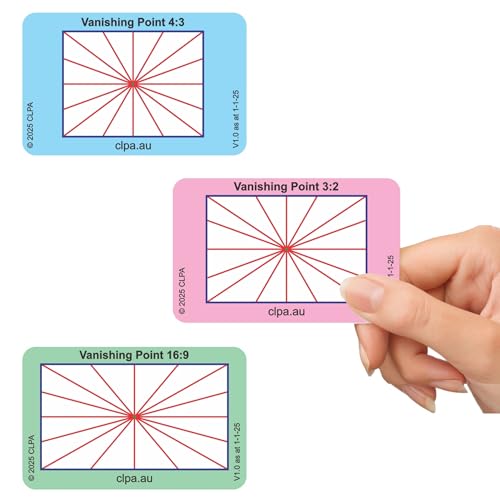 CLPA Vanishing Point Viewfinder: Credit Card-Sized Composition Grids for Video, Photography & Art in 4:3, 3:2, & 16:9