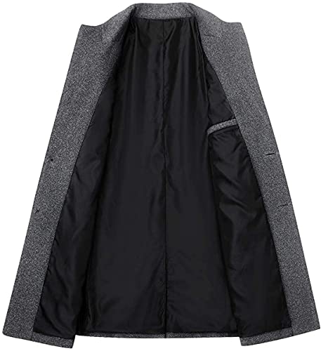 chouyatou Men's Mid-Length Single Breasted Wool Blend Top Coat (X-Large, Light Grey)