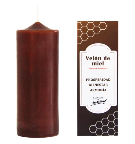 Velón Artesanal de Miel – Vela Ritualizada para Endulzar, Armonizar y Atraer Suerte | Aroma Natural para Concentración y Bienestar | Hecho a Mano con Cera de Miel