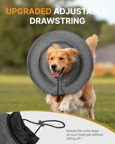 Image of MIDOG Patented Inflatable Dog Cone, Soft Recovery Collar, Gray, M
